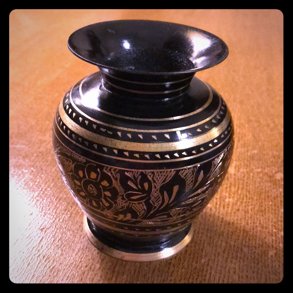 Solid Etched Brass Vase